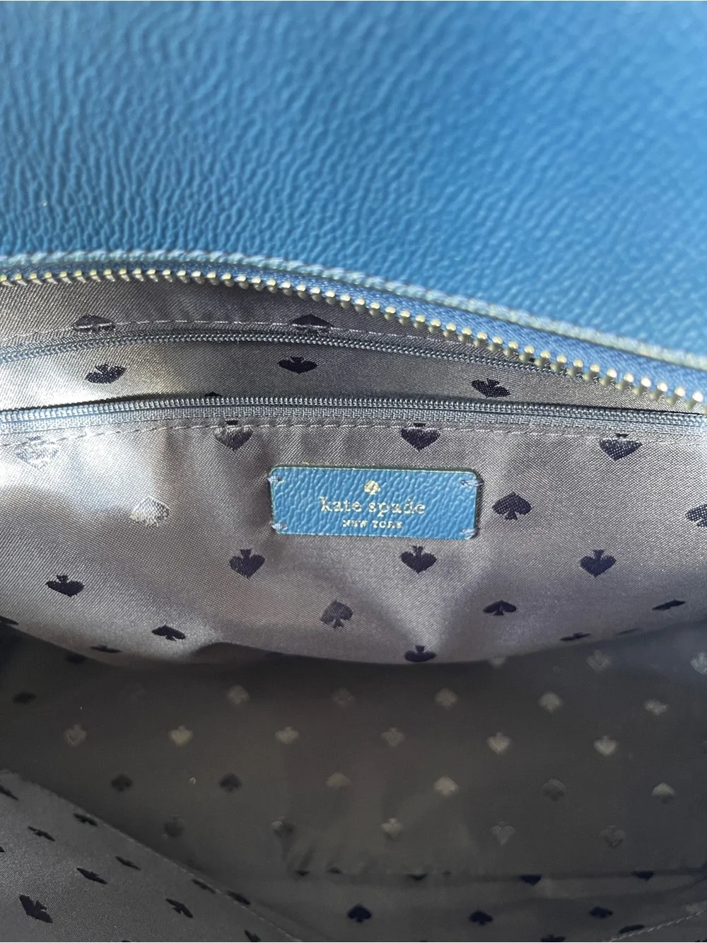 kate spade Blue Leather Tote with Top Handles